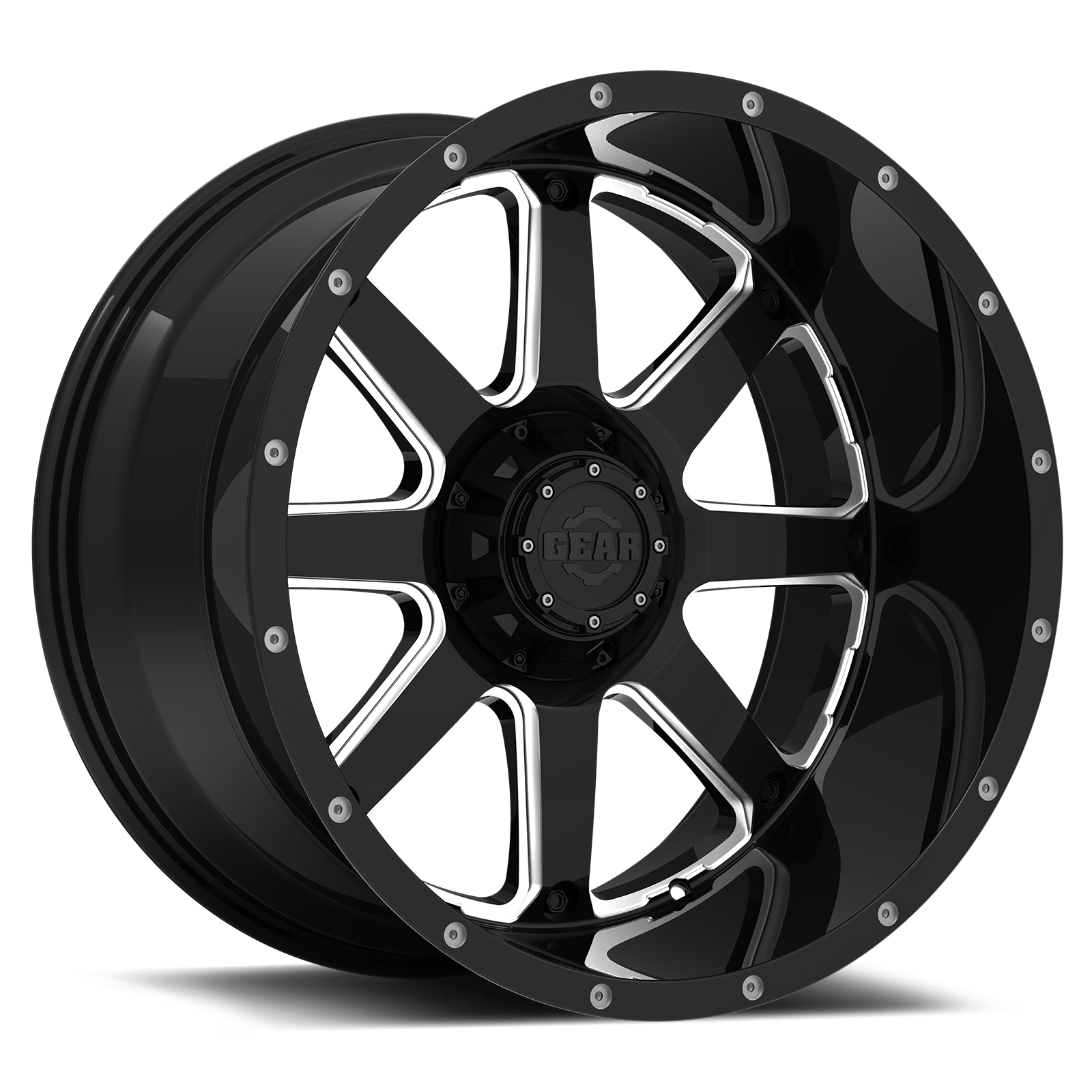 726 Big Block Gloss Black with Milled Accents Truck Wheel
