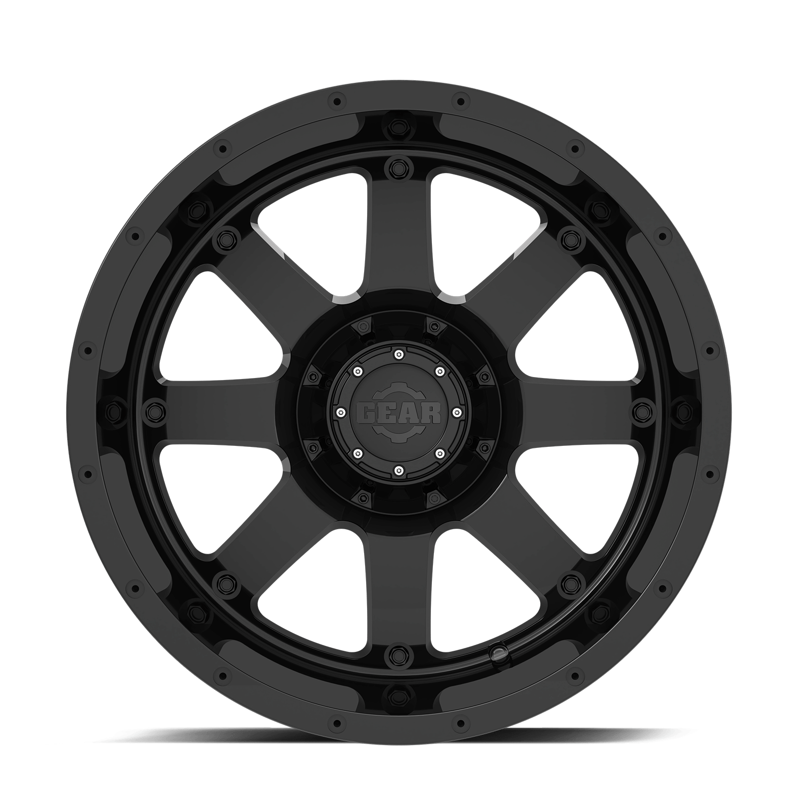 726 Big Block Gloss Black Truck Wheel Front Profile